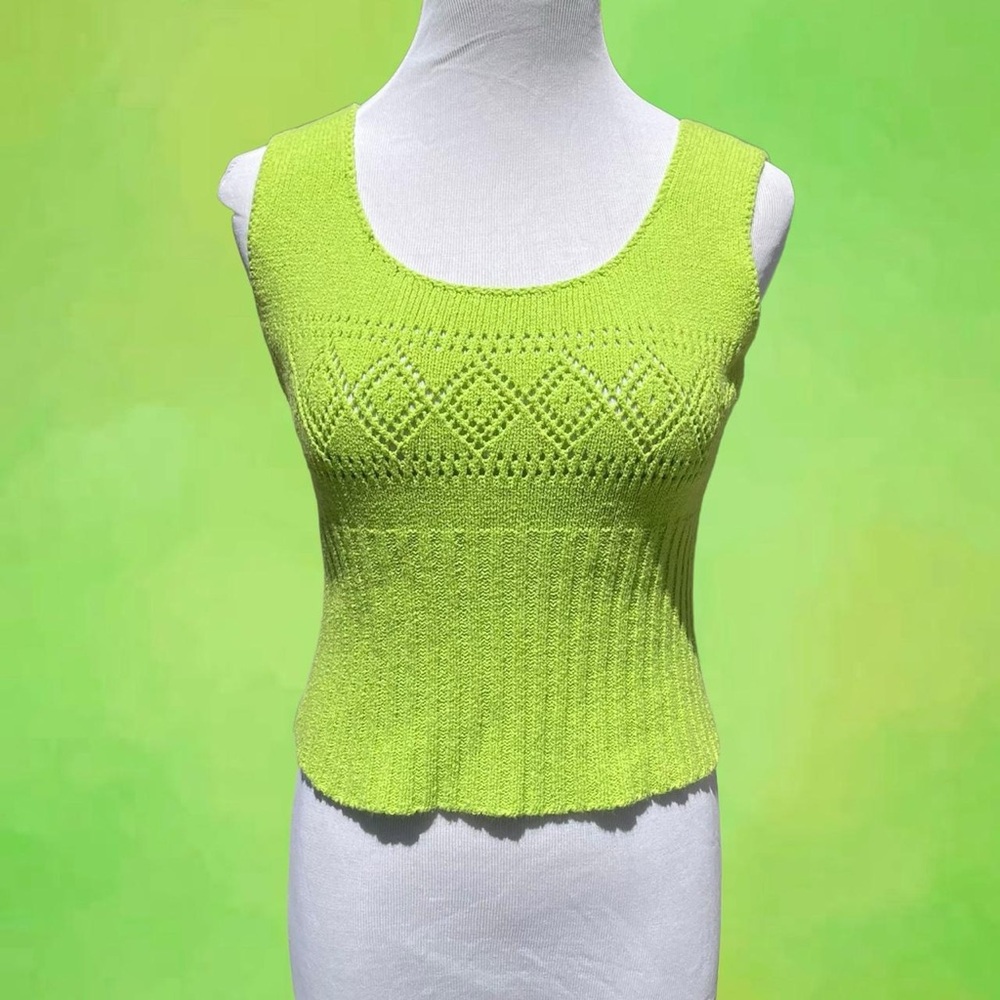 Vintage Knit Lime Green Cropped Sweater Tank